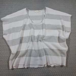 Lightweight Striped Knit Top - Gray & White